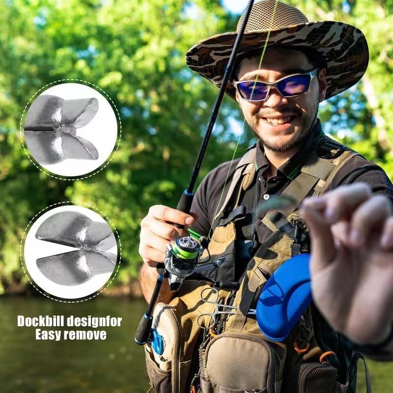 YOTO Removable Split Shot Fishing Weights Sinkers Kit, Reusable Duckbill Open Mouth Lead Sinker, Soft Fishing Sinkers & Weights for Freshwater Bass Trout - color: Sinker+Pliers