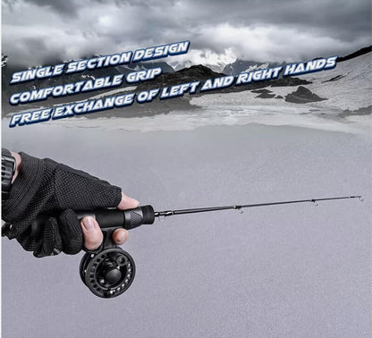 20" Ultra-Short Ultra-lightIce Fishing Rod and Reel Combo 1+1B Ice Fishing Reel 51cm Fiberglass Fish Pole - style: 1pcs Pole+reel