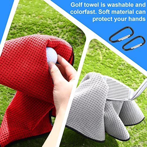 Batiyeer 12 Pcs Golf Towel Bulk for Golf Bags Microfiber Fabric Towel with Clip Waffle Pattern, Fitness, Camping, Hiking, Yoga - color: Black, Gray, Red