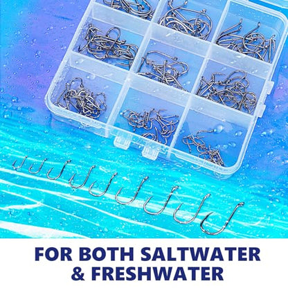 UCEC Octopus Hooks Saltwater Freshwater, Small Fishing Hooks 1000/400/150PCS Barbed Catfish Bend Eye Circle Hook, for Dad Fish Hook Kit Size1/0#1#2#3#4#5#6#7#8#9#10#11#12 - color: 150PCS Size: #1 #2 #3 #4 #5 #6 #8 #10 #12