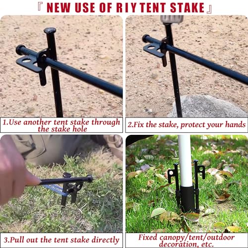 8 Pack Tent Stakes Heavy Duty Metal Tent Pegs for Camping Steel Tent Stakes 16 inch Unbreakable and Inflexible - size: 16 IN