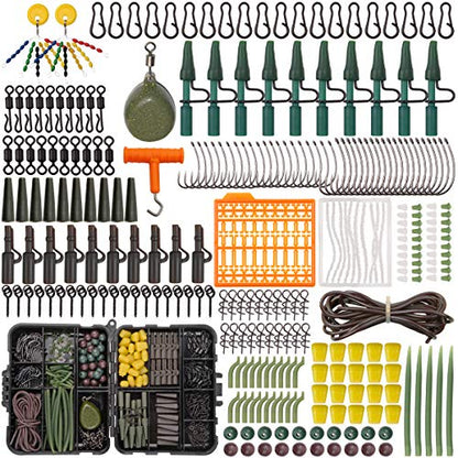 Carp Fishing Equipment Kit, 277pcs Carp Fishing Tackle Box with Carp Hooks Boilies Corn Baits Weights Rigs Swivels Snaps Various Gear Accessories Set for Men Gift