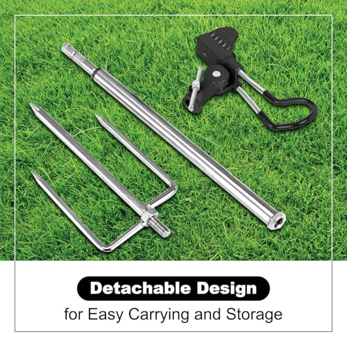 Fishing Rod Holders, 360 Degree Adjustable Fishing Pole Holders for Ground, Multifunctional Stainless Steel Beach Fishing Rod Holder Fishing Gifts for Men - color: Silver and Black
