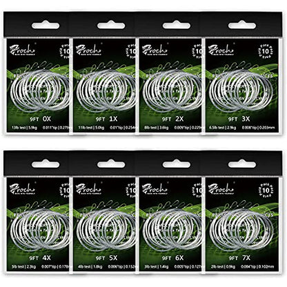 Fly Fishing Tapered Leader with Pre-Tied Loop 9FT Nylon Fly Line Leader (10 Pack) 0X 1X 2X 3X 4X 5X 6X - size: us 6x=china 7xl