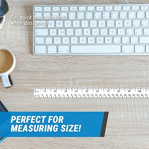 12 inch / 30-Centimeter Repeatable Stick-On Measuring Tape (12-inch, White - 300 ft) Both Metric and Standard Units - Peel-and-Stick Ruler Tape for Left-to-Right Reading (inch/mm) - color: White & Black