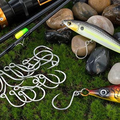 Dr.Fish 30 Pack Single Replacement Hooks for Hard Lures Inline Fishing Hooks High Carbon Steel Spinner Jerkbait Crankbait Popper Walking Bait Plugs - size: #8-30 Pack
