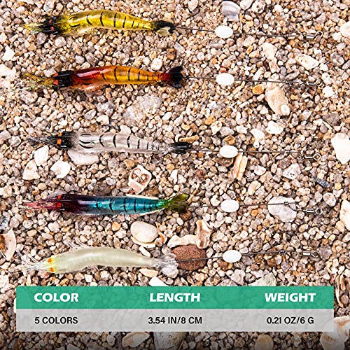 Goture Soft Shrimp Lures Fishing Saltwater Luminous Shrimp Bait Set Fishing Lures with Sharp Hooks for Freshwater Saltwater Trout Bass Salmon Crappie Walleye Pike Perch - color: C:20pcs Shrimp Lures-3.54in/0.21oz