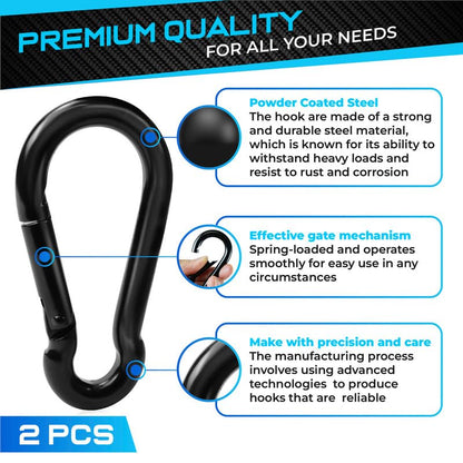 PAMAZY 2Pcs 4In Spring Snap Hooks 700LBS Capacity, Carabiner Clip, Heavy Duty Rope Connector, Quick Link Carabiners Spring Snap Hooks for Indoor & Outdoor Activity, Camping, Climbing, Fishing, Hiking - size: 2Pcs 4In