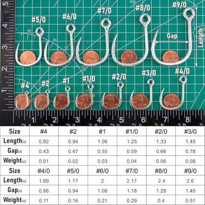 Dr.Fish 10 Pack Inline Single Hooks Welded Eyes Heavy Duty Saltwater Fishing Circle Hook Replacement for Hard Lures - size: #2(0.9")-10 Pack