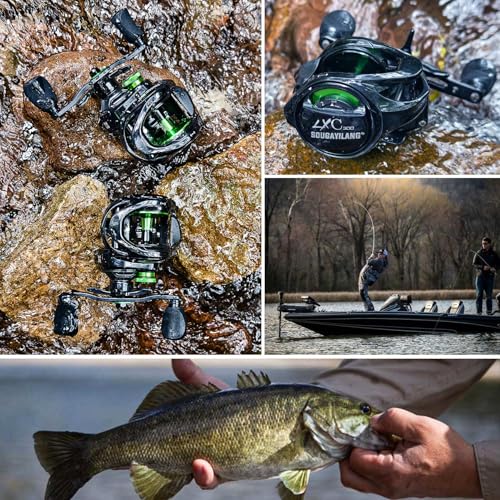 Sougayilang Cool Low Profile Baitcaster Reel - 300 Size, 7.2:1 Gear Ratio, 16lbs Max Drag, Ultra Smooth for Catfish, Musky, Bass - color: Green-LXC300 Right Handed