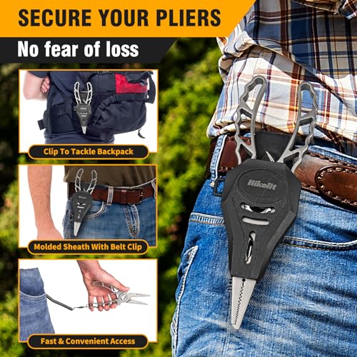 Titanium Fishing Pliers Saltwater, Corrosion Resistant Fishing Pliers Hook Remover with Double Tungsten Cutters, Fishing Gear as Split Rings Pliers