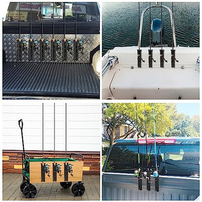 6-Tube Fishing Rod Holder, Wall Mounted Rod Holder with 6inch Ball Bungee Cords and Screws for Boat Kayak Cooler Trailer Portable