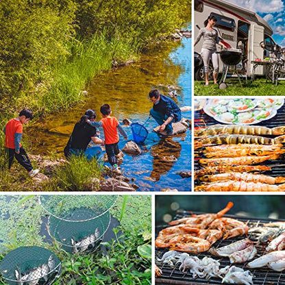 BasicGear Crab Spring Trap 2 pcs - Bait Trap for Lobster, Crawfish, Shrimp, Portable Folding Collapsible Fishing Traps Nets Fishing Accessories