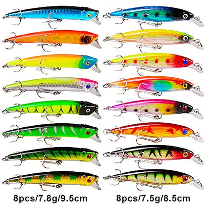 Bass Fishing Lures Kit Set Topwater Hard Baits Minnow Crankbait Pencil VIB Swimbait for Bass Pike Fit Saltwater and Freshwater - color: 008-53pcs