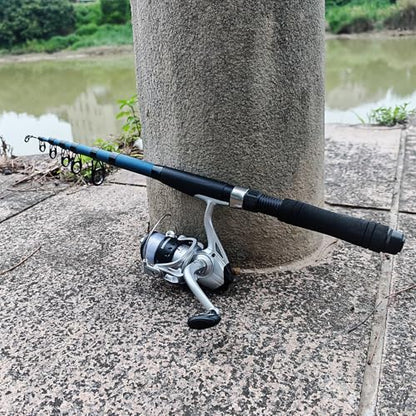2 Pack Telescopic Fishing Rod and Reel Combo, 2PCS 6.9ft/2.1m Collapsible Fishing Pole, 2PCS Spinning Reel Complete Fishing Kit with Lures Hooks Pliers for Freshwater Travel Beginners - color: Blue