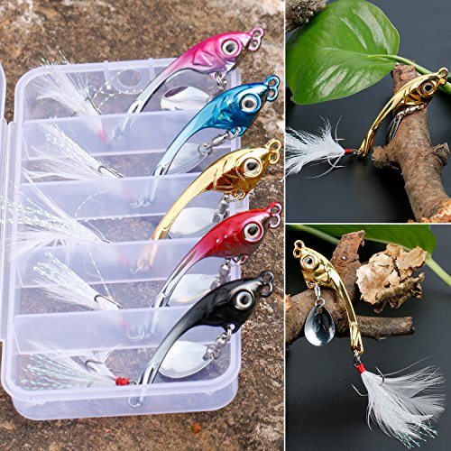 Sougayilang Jigs Fishing Lures Sinking Metal Spoons Micro Jigging Bait - color: C-2.95in/0.42oz-5PCS with BOX