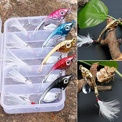 Sougayilang Jigs Fishing Lures Sinking Metal Spoons Micro Jigging Bait - color: C-2.95in/0.42oz-5PCS with BOX