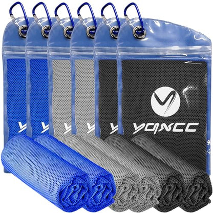 YQXCC 6 Pack Cooling Towels 40"x12", Cold Cool for Neck & Face | Cooling Neck Wraps, Soft Breathable Microfiber Chilly Towels, Ideal for Gym, Yoga, Golf, Running, Camping & Hot Weather - color: Dark Blue*2 + Light Gray*2 + Dark Gray*2