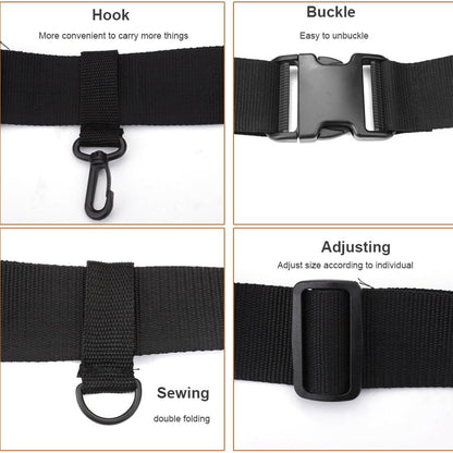 2 Pcs Fishing Waist Belt Rod Holder - Adjustable Wading Belt With Portable Pole Inserter for Spinning, Casting Reel, Surf, Kayak, Fly Fishing Gear Accessories - Black