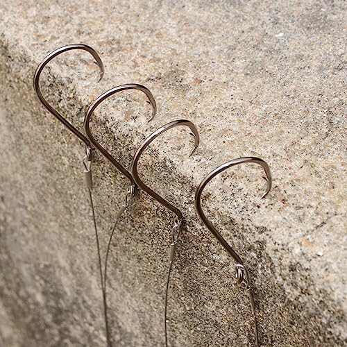 Saltwater Steel Circle Hook Rigs,Octopus Offset Fishing Hooks Leader Wire for Catfish Bass - size: 2/0-24pcs