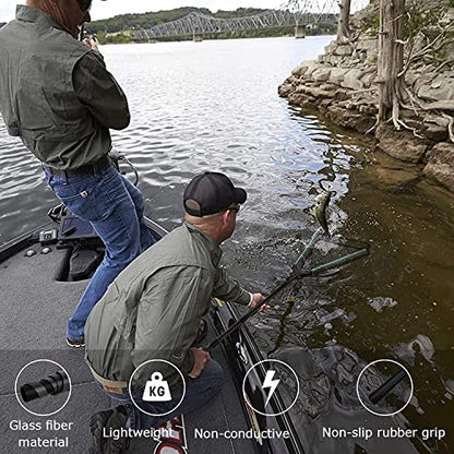 KOMCLUB 98in Black Floating Landing Net, Folding Telescoping Fishing Net‌ | Coated Handle for Easy Catch & Release, Works for Kids, Saltwater & Freshwater Fishing Use