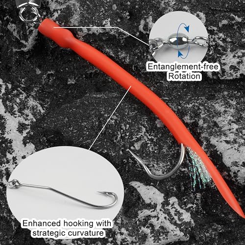 Diamond Jig Saltwater Fishing Lure, 2/3pcs Casting Jigging Spoons with Split Tube Tail Striped Bass Flat Metal Jig for Surf Fishing Bottom Sinking Bouncing Deep Sea Ocean 1-10oz - size: 4oz, style: 2pcs-red