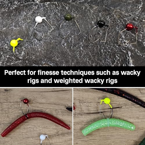 Eupheng 10PCS Weedless Wacky Jig Heads, 1/16oz 1/10oz 1/8oz 1/5oz Wacky Rig Hooks Weedless Fishing Hooks Worm Weights Hook for Bass Fishing - size: 1/10oz(2.8g))-10PCS