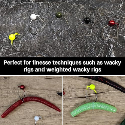 Eupheng 10PCS Weedless Wacky Jig Heads, 1/16oz 1/10oz 1/8oz 1/5oz Wacky Rig Hooks Weedless Fishing Hooks Worm Weights Hook for Bass Fishing - size: 1/16oz(1.8g)-10PCS