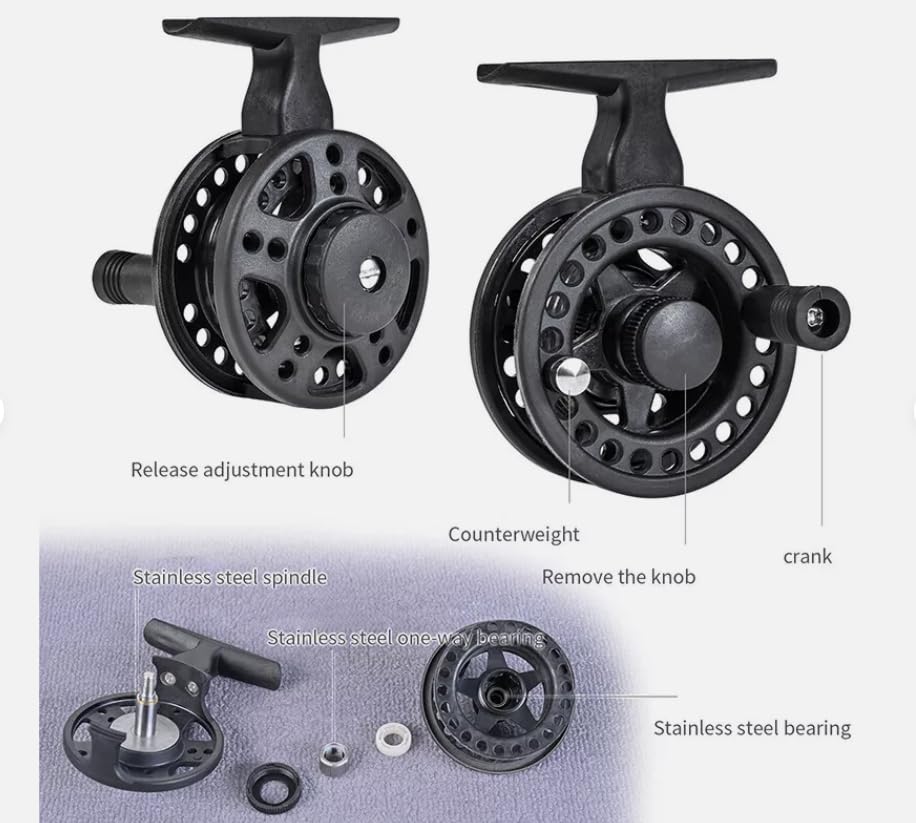 20" Ultra-Short Ultra-lightIce Fishing Rod and Reel Combo 1+1B Ice Fishing Reel 51cm Fiberglass Fish Pole - style: 1pcs Pole+reel
