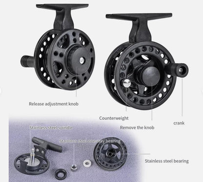 20" Ultra-Short Ultra-lightIce Fishing Rod and Reel Combo 1+1B Ice Fishing Reel 51cm Fiberglass Fish Pole - style: 1pcs Pole+reel