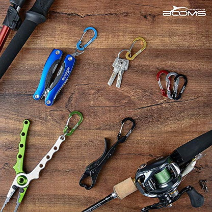 Booms Fishing CC1 Multi-Use Carabiner Clip, 6 Pack Small Caribeener Clips, Mini Keychain Caribeaner Clip 2 inch, Aluminum D Ring Carabiners, Multi-Colored - color: Blue, 6pcs