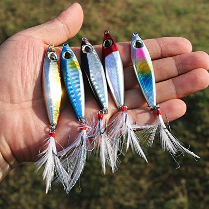 Sougayilang Jigs Fishing Lures Sinking Metal Spoons Micro Jigging Bait - color: A-2.56in/1.16oz-5PCS with BOX