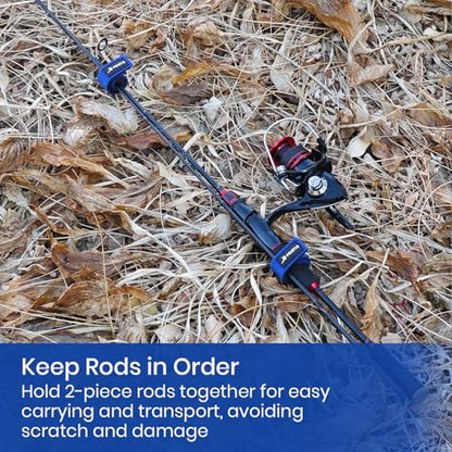 Pristis 6 pcs Fishing Rod Tie Wraps, Pole Twist Bungee Strap for Carrying, Rod Belt Band Holder for Spinning Casting Fly