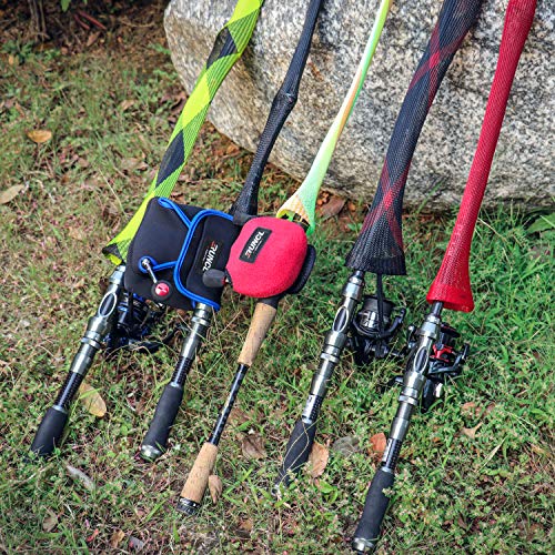 RUNCL Fishing Rod Sleeves & Reel Bags, Spinning/Casting Rod Socks & Spinning/Baitcasting Reel Covers - Protection Solution, Space Saver, Perfect Storage - Fishing Pole Sleeves & Reel Pouch (2 Pack) - color: Spinning Rod Sleeves*2pcs+Reel Bags*2pcs,(Red)