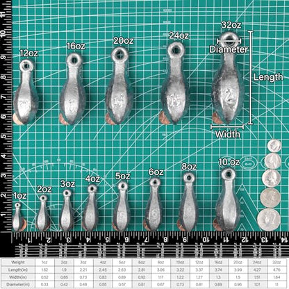 Dr.Fish Bank Sinkers Lead Fishing Weights, 1-32oz/2LB, Freshwater Catfishing Weights River Channel Surf Fishing Saltwater - size: 5oz-5 Pack