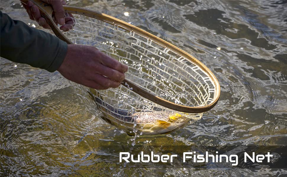 Fly Fishing Landing Net, Outdoor Collapsible Fishing Landing Net Soft Clear Rubber Net Replacement Mesh Bag Fishing Net Replacement Accessory for Fishing Catch and Release(Large 120CM)