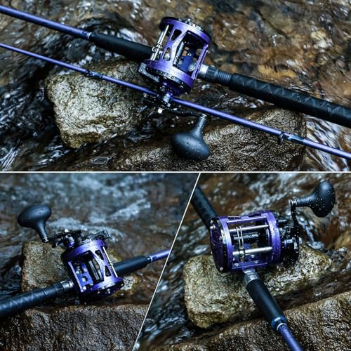 Sougayilang Trolling Fishing Rod Reel Combo - Heavy Duty Inshore/Catfish Rod with 4000 Size Reel, 2-Piece Saltwater Combo for Big Game Fish- 7'0"