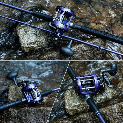 Sougayilang Trolling Fishing Rod Reel Combo - Heavy Duty Inshore/Catfish Rod with 4000 Size Reel, 2-Piece Saltwater Combo for Big Game Fish- 7'0"
