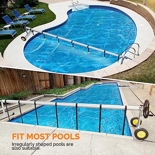 VINGLI Pool Cover Reel Set Solar Pool Cover Reel for Inground Swimming Pool, Aluminum Solar Swimming Inground Cover Blanket Reel (Upgrade) (14 FT) - size: 14 FT
