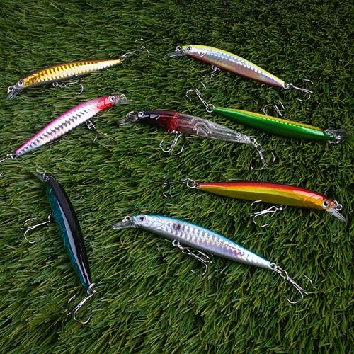 Fishing Lures Kit Crankbait Minnow Jerkbaits Popper Lures Shadllow Deep Diving Swimbaits Pencil Walleye Lures Artificial Hard Fishing Baits for Bass Trout Redfish Saltwater Freshwater - color: Jerkbaits-8pcs