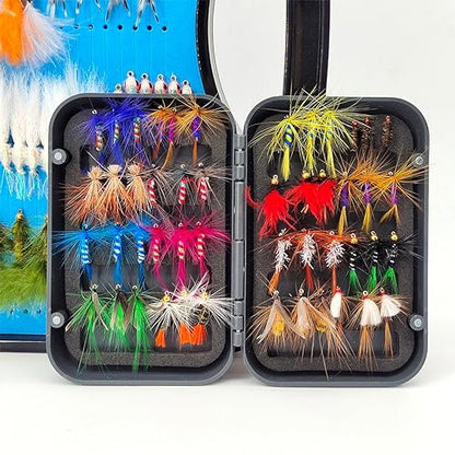Fly Fishing Flies Kit-12pcs/32pcs/48pcs/64pcs Trout Flies Fly Fishing Lures with Fly Fishing Box Fly Fishing Assortment Kit for Bass Fly Fishing Flies Dry Wet Flies