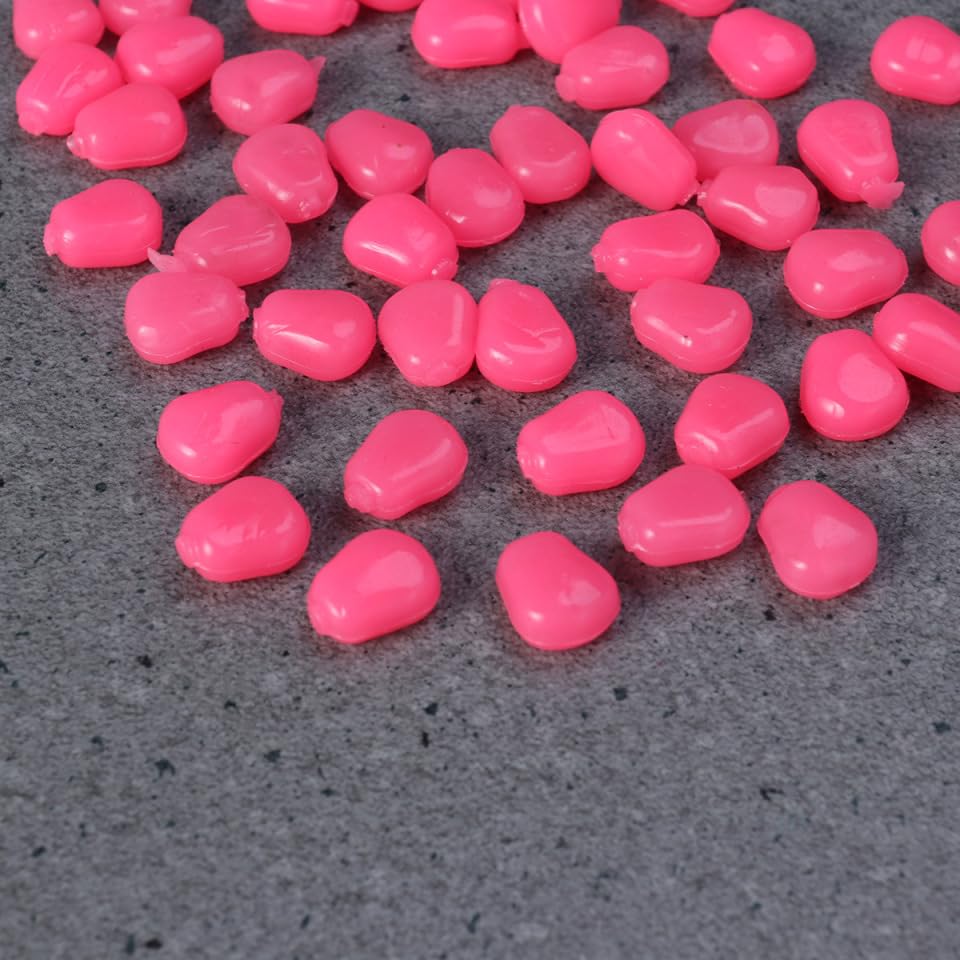 Vanzack Corn-Grain Fish Bait - 50Pcs Soft Silicone Lures in Pink for Freshwater and Saltwater Fishing