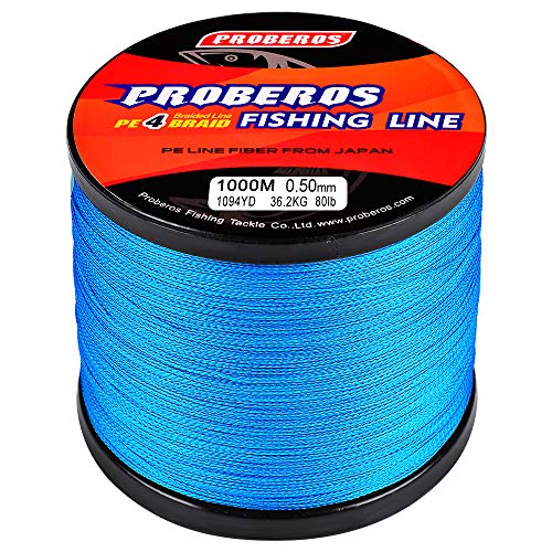 Braided Fishing Line 4 Strands Stronger Multifilament PE Braid Wire for Saltwater 6LB-100LB 110yards 328yards 547yards Super Strong Superline - color: Blue, size: 547Yds/15LB