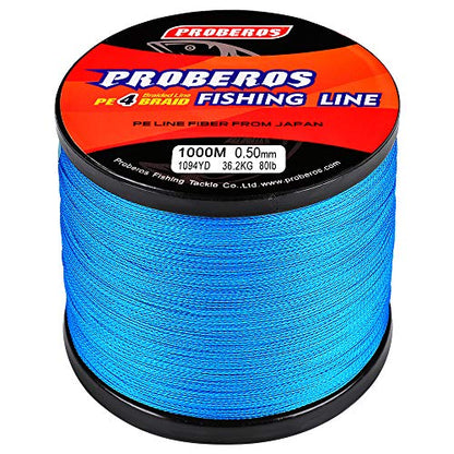 Braided Fishing Line 4 Strands Stronger Multifilament PE Braid Wire for Saltwater 6LB-100LB 110yards 328yards 547yards Super Strong Superline - color: Blue, size: 547Yds/6LB