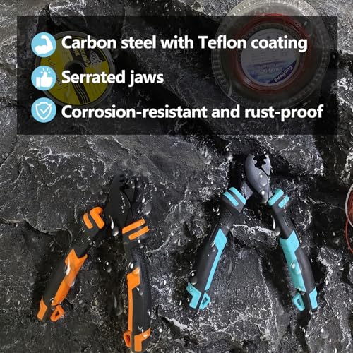 Eupheng Fishing Crimping Pliers Tools Secure Crimp Without Damaging Line, 6-Tooth Serrated Jaws Crimper with 240pcs Copper Sleeves, 5.9in Carbon Steel for Saltwater & Freshwater - color: Crimping Pliers (Orange) + Sleeves (240pcs)
