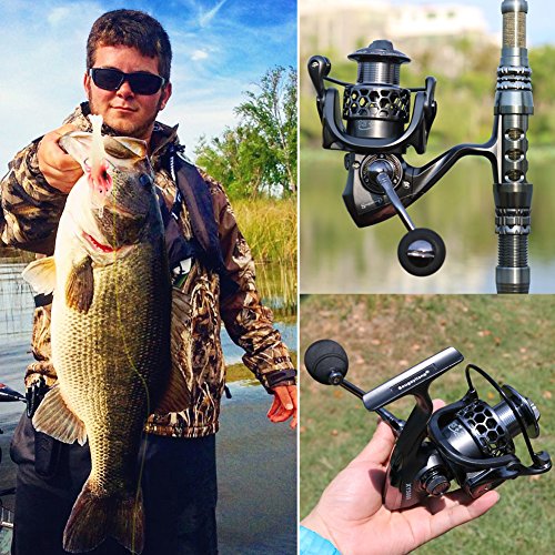 Sougayilang Fishing Reel 13+1BB Light Weight Ultra Smooth Aluminum Spinning Fishing Reel with Free Spare Graphite Spool - color: Silver, Black, size: XY1000