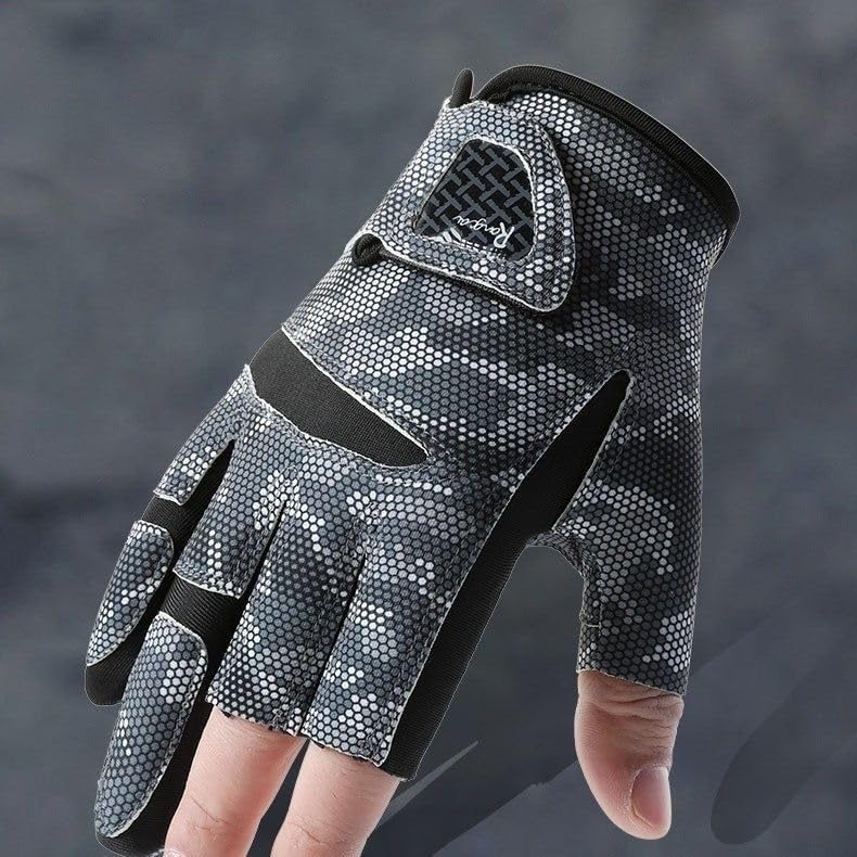 UPF50+-Sun-Fishing-Gloves 3-Cut Fingers Anti-Slip Breathable Sun Gloves for Men Women, Fly Fishing Accessories