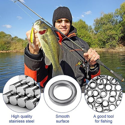 Pndeyo Fly Fishing Tippet Rings, Solid Tippet Connectors, Stainless Steel Freshwater Fishing Line Leaders - size: 50pcs 2mm