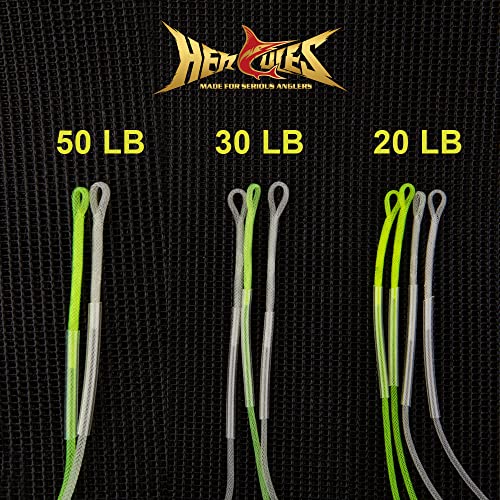 HERCULES Fly Fishing Leader Connector for Fly line 9Pcs Pro Selection Combo - 20lb 30lb 50lb, Clear and High-Vis Yellow