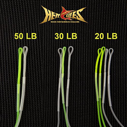 HERCULES Fly Fishing Leader Connector for Fly line 9Pcs Pro Selection Combo - 20lb 30lb 50lb, Clear and High-Vis Yellow